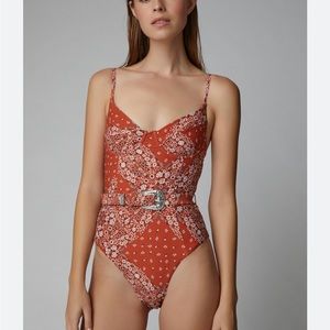 Weworewhat bandana bathing suit with belt